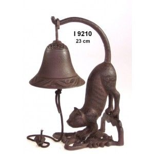 litinový zvonek na postavení držák tělo kočky,  ZVONEK STOLNÍ KOČKA výška 23CM, zvonek s kočkou na postavení na stůl pult, litinový zvoneček s kočkou,