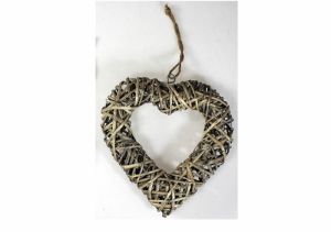 Ratanové srdce 25x25cm závěsné, dekorativní srdíčko na zavěšení přírodní mateiál