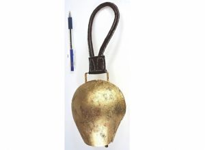 Velký zvonec zlatý, kožená rukojeť 36/17cm
