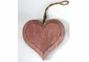 Růžové srdce, dřevo 15x15cm