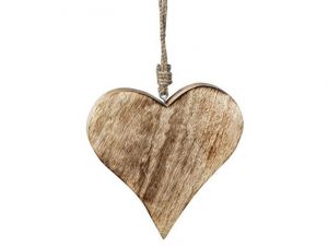 Závěsné srdce, dřevo (mango), 15 cm