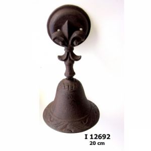 litinový ruční zvonek s držákem ,zvoneček kovový s držákem,železný zvonek jako dekorace ,zvonek do ruky s držákem na zeď